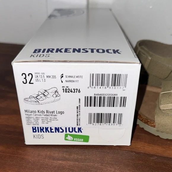Birkenstock Kids Milano Kids Vegan Sandals Faded Khaki Buckle Straps Sz 1-1.5 - Picture 3 of 12